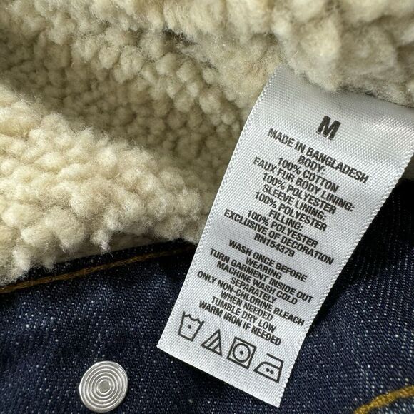 Aeropostate Sherpa-Lined Dark Wash Denim Trucker Jacket Winter Jacket Men Sz M - Picture 7 of 16